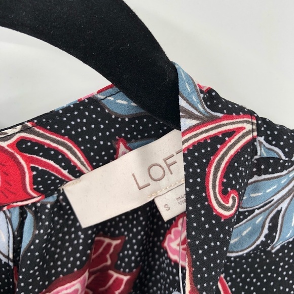 LOFT Garden Print Bell Sleeve Blouse Flowy S NWT Floral Flower Print Keyhole New - Picture 5 of 11